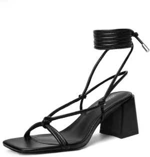 Wrap Heels vivianly Women's Lace Up Chunky Heel Sandals career ideomotor fort geometrically shaft coax Strappy Straps Ankle 