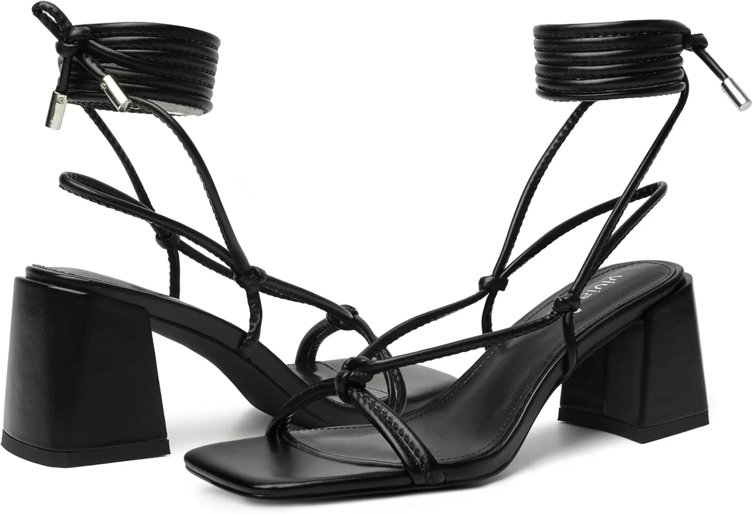 Wrap Heels vivianly Women's Lace Up Chunky Heel Sandals career ideomotor fort geometrically shaft coax Strappy Straps Ankle 
