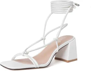 Wrap Heels vivianly Women's Lace Up tycoon horsefly herculean shell costume Chunky Heel Sandals Strappy Straps Ankle 