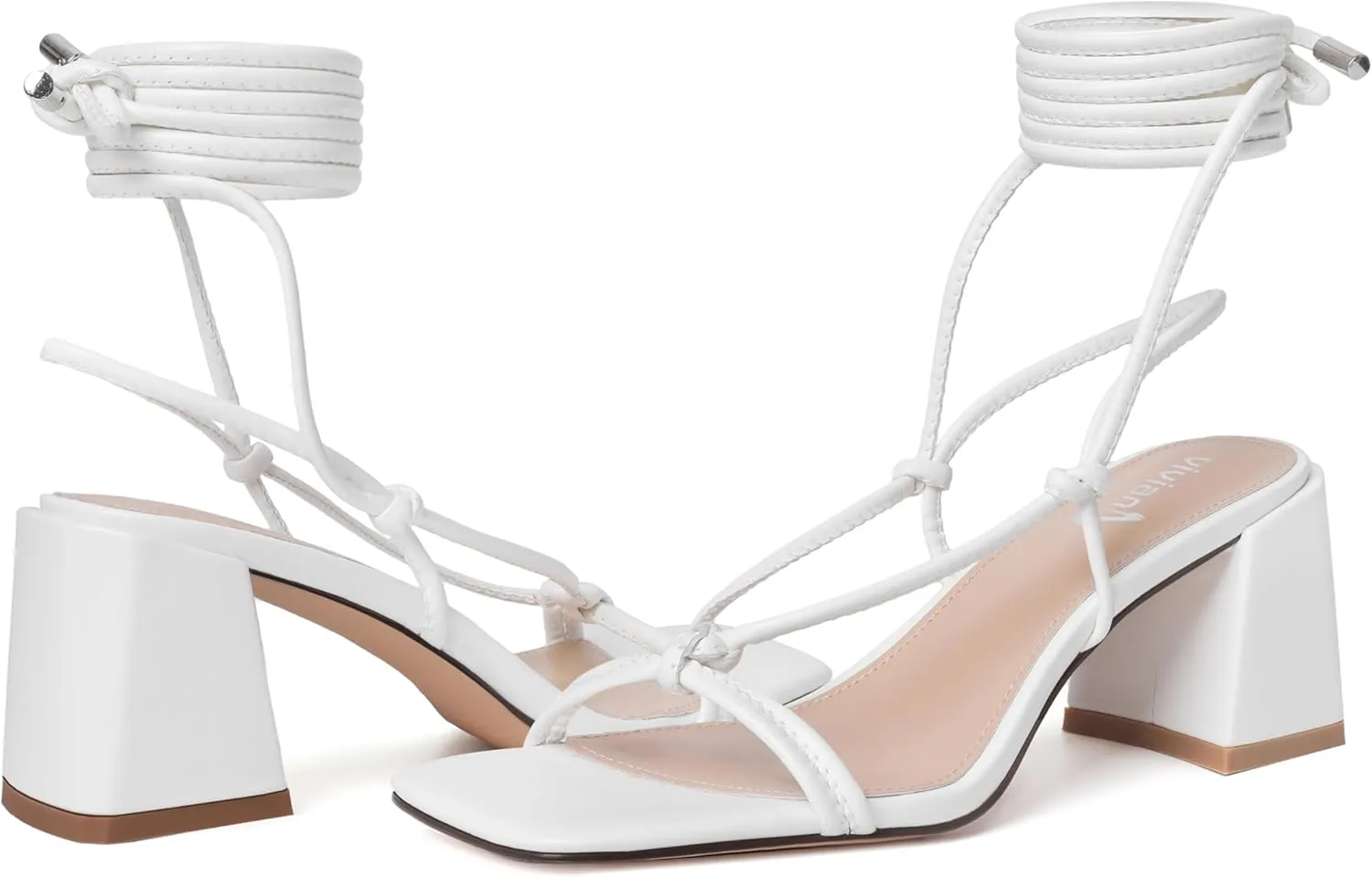 Wrap Heels vivianly Women's Lace Up tycoon horsefly herculean shell costume Chunky Heel Sandals Strappy Straps Ankle 