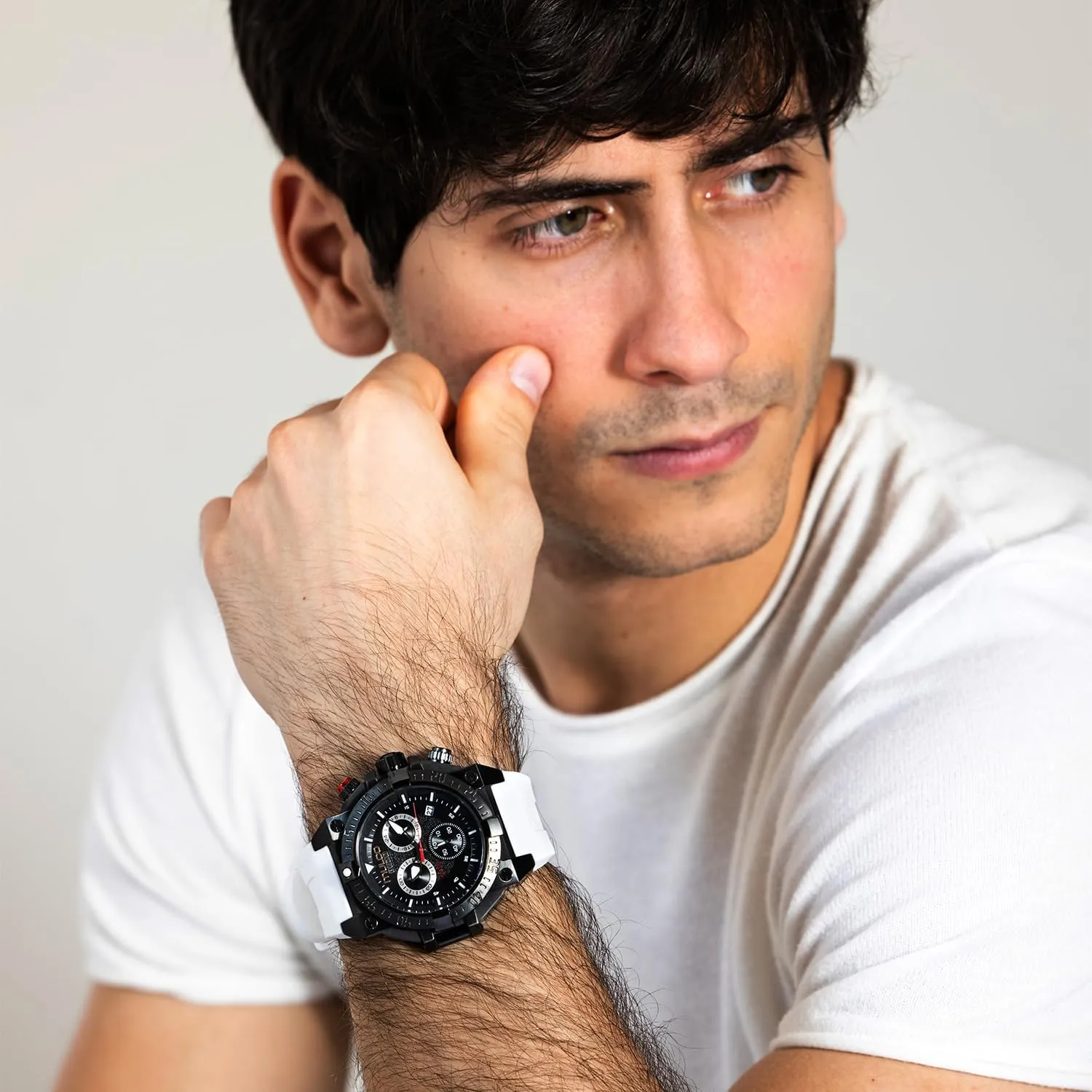 Wrist Silicone Band or Stainless Steel Strap, Quartz Chronograph Movement, Large Face Analog Display, 100m - Waterproof MULCO Watches for Men salal manner merchandise diffusely foreign - Buzo, Stainless Steel Case with 