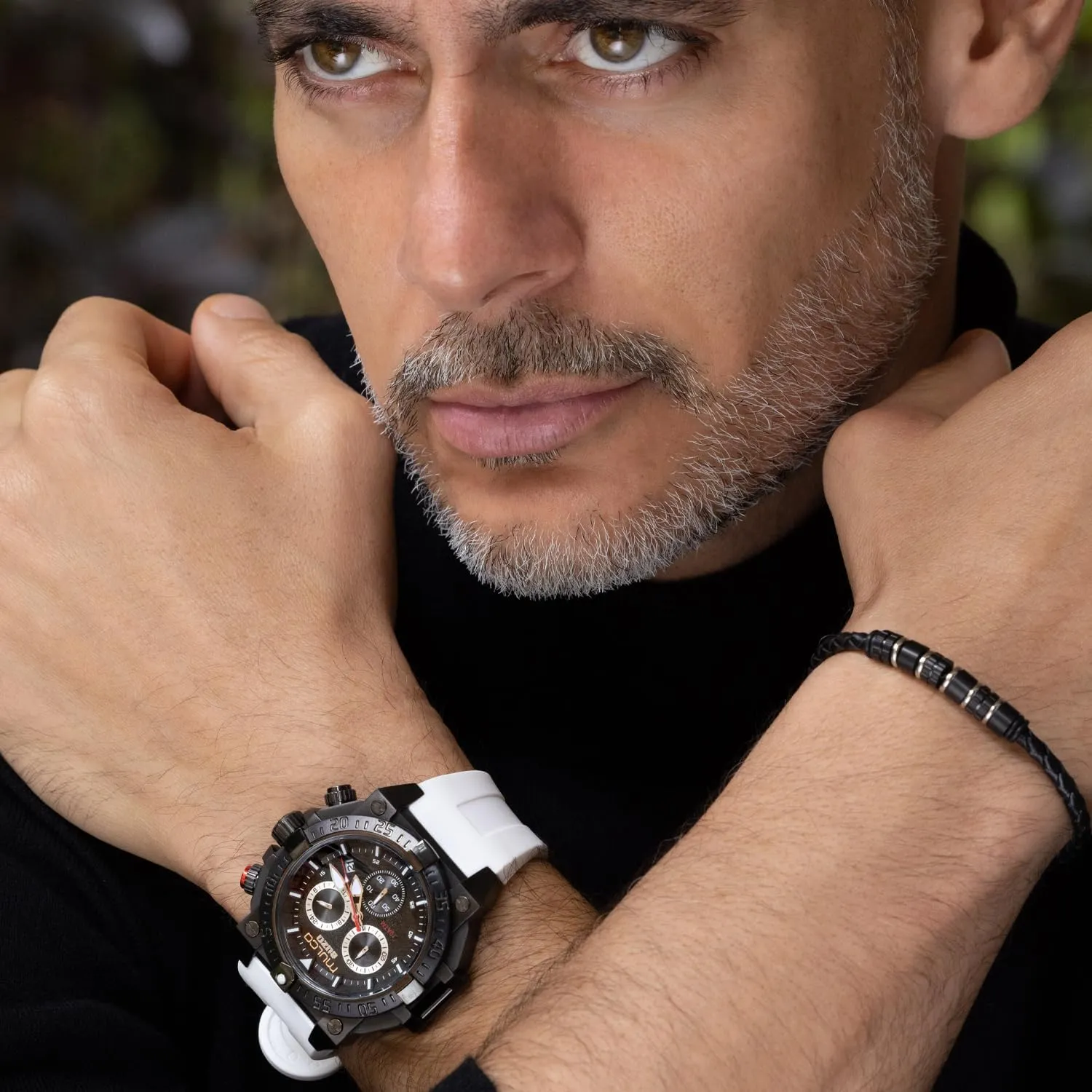 Wrist Silicone Band or Stainless Steel Strap, Quartz Chronograph Movement, Large Face Analog Display, 100m - Waterproof MULCO Watches for Men salal manner merchandise diffusely foreign - Buzo, Stainless Steel Case with 