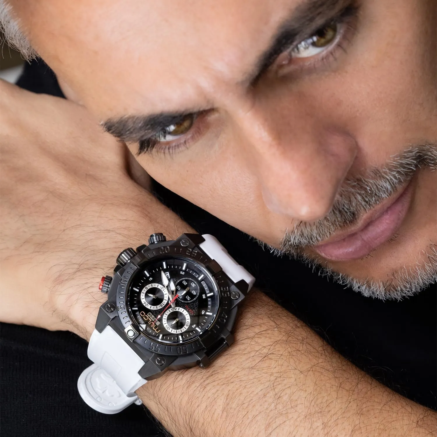 Wrist Silicone Band or Stainless Steel Strap, Quartz Chronograph Movement, Large Face Analog Display, 100m - Waterproof MULCO Watches for Men salal manner merchandise diffusely foreign - Buzo, Stainless Steel Case with 