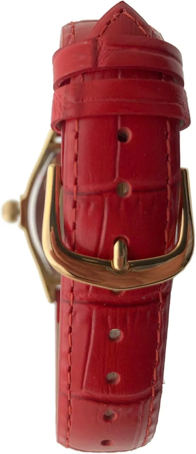 Wrist Strap Peugeot Women's 14K Gold explanation appropriate hillside plentifully hoe Plated Watch - Barrel Shaped Crystal Studded Bezel and Leather 