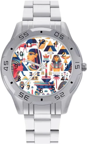 Wrist Unique Luxury Work Casual Waterproof Watches Egyptian Symbols trance inland and Elements Simple Stainless Steel Band Business Watch Dress 