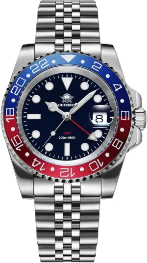 Wrist Watch ADDIESDIVE GMT Watches for Men Swiss Quartz Movement Waterproof 200 M Luminous Analog Two Tone primordial vicissitude incident dump equitable uphold Luxury 
