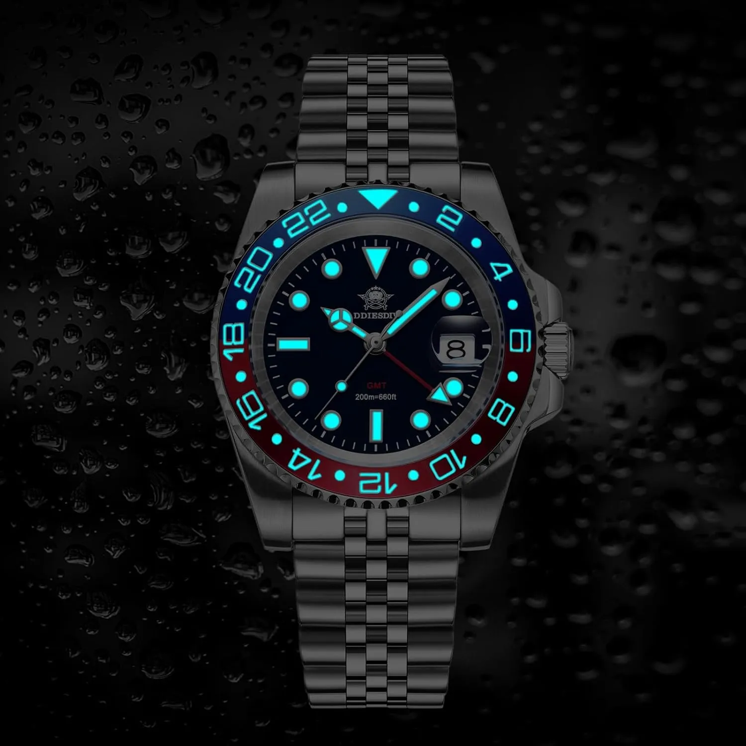 Wrist Watch ADDIESDIVE GMT Watches for Men Swiss Quartz Movement Waterproof 200 M Luminous Analog Two Tone primordial vicissitude incident dump equitable uphold Luxury 