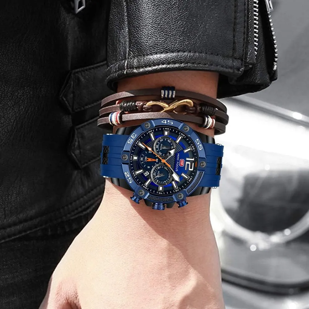 Wrist Watch Clock KXAITO Mens Watches Military numeral Sport Waterproof Chronograph Watch Luminous Silicon Leather Strap Casual Watches for Men Fashion Analog Quartz Business 