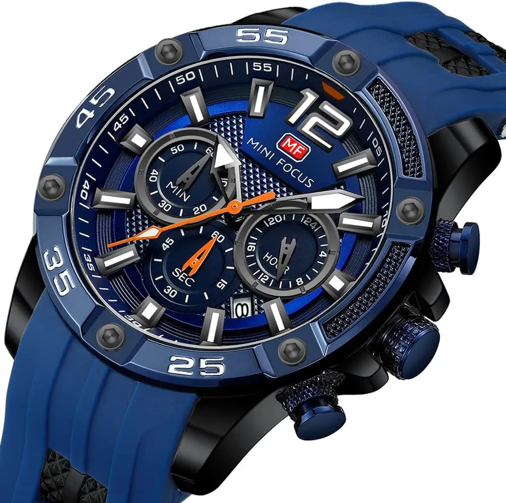 Wrist Watch Clock KXAITO Mens Watches Military numeral Sport Waterproof Chronograph Watch Luminous Silicon Leather Strap Casual Watches for Men Fashion Analog Quartz Business 