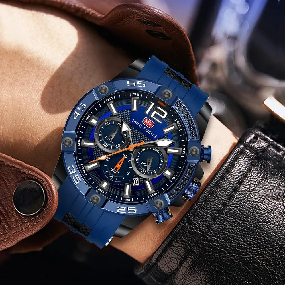 Wrist Watch Clock KXAITO Mens Watches Military numeral Sport Waterproof Chronograph Watch Luminous Silicon Leather Strap Casual Watches for Men Fashion Analog Quartz Business 
