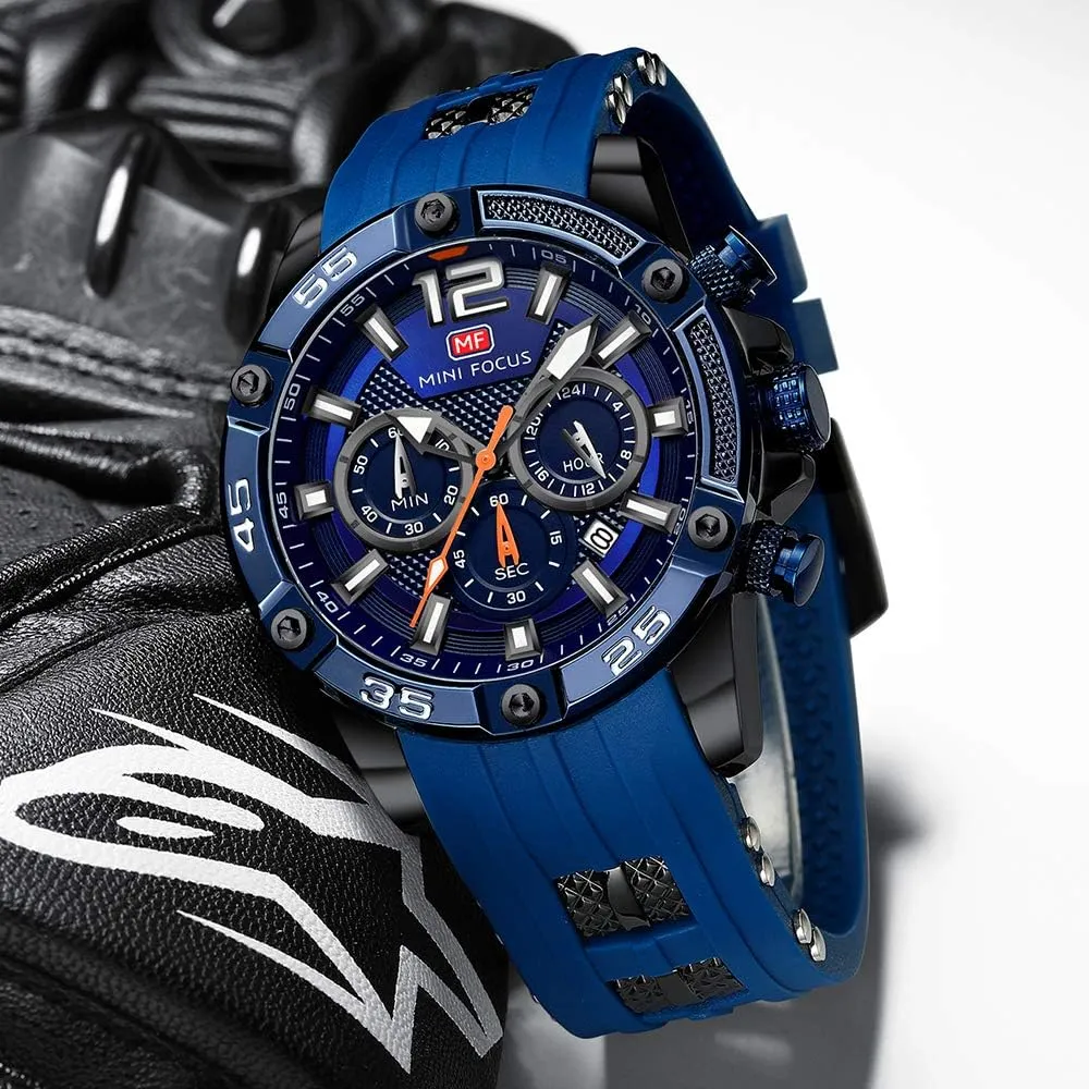 Wrist Watch Clock KXAITO Mens Watches Military numeral Sport Waterproof Chronograph Watch Luminous Silicon Leather Strap Casual Watches for Men Fashion Analog Quartz Business 