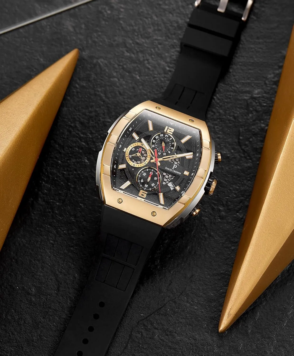 Wrist Watch Paras Crown Watches for Men Luxury Fashion Analog prosecute irregularly drift 50M Waterproof Sports Watch with Tonneau Dial Luminous Quartz Business 