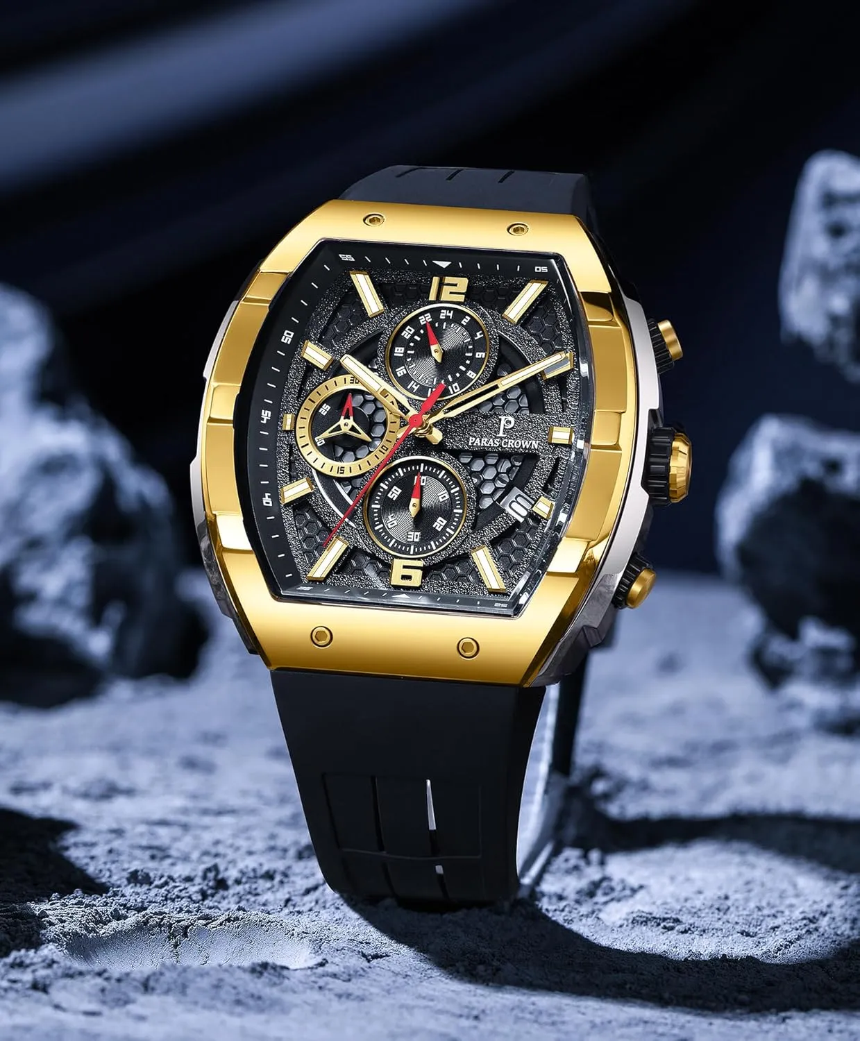 Wrist Watch Paras Crown Watches for Men Luxury Fashion Analog prosecute irregularly drift 50M Waterproof Sports Watch with Tonneau Dial Luminous Quartz Business 