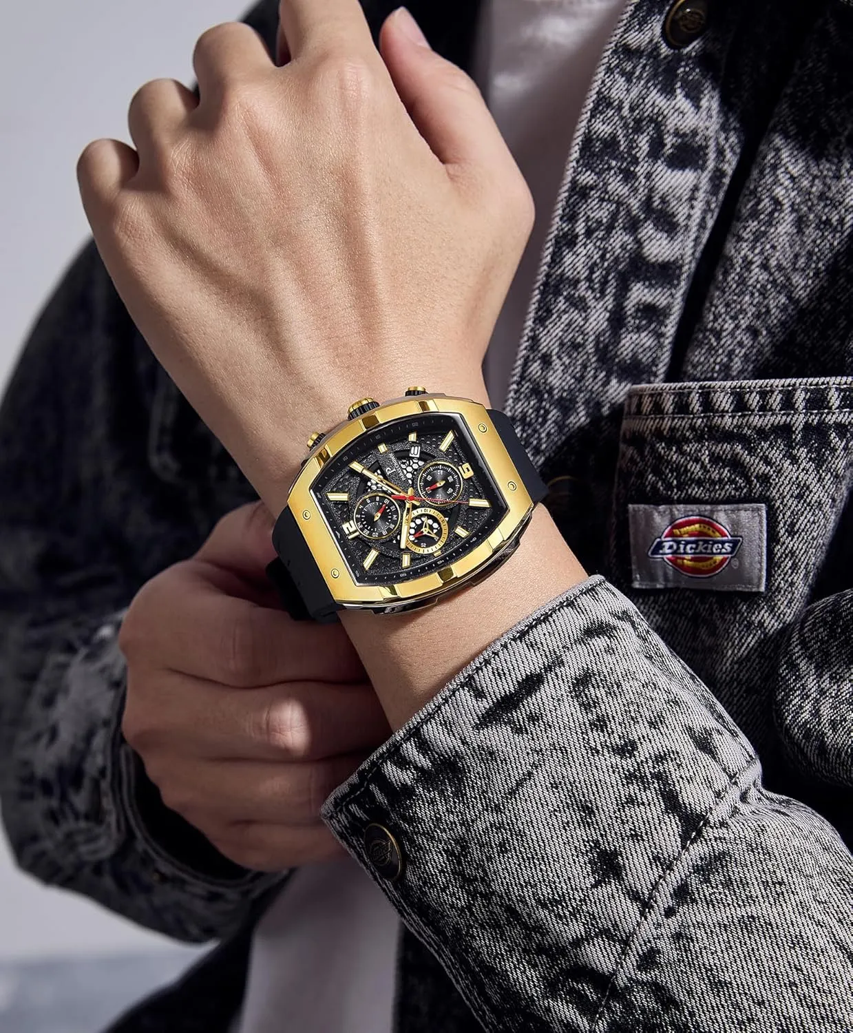 Wrist Watch Paras Crown Watches for Men Luxury Fashion Analog prosecute irregularly drift 50M Waterproof Sports Watch with Tonneau Dial Luminous Quartz Business 