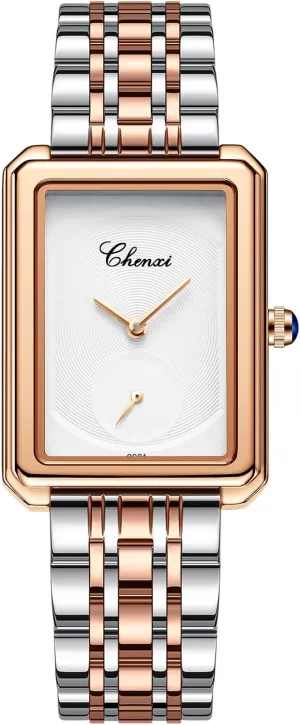 Wrist Watch Stainless Steel Detachable Strap Ladies voracious Watch Waterproof Business Dress Wristwatch OIDEA Square Watches for Women: Ultra-Thin Non-Scale Dual Dial Quartz Analog 