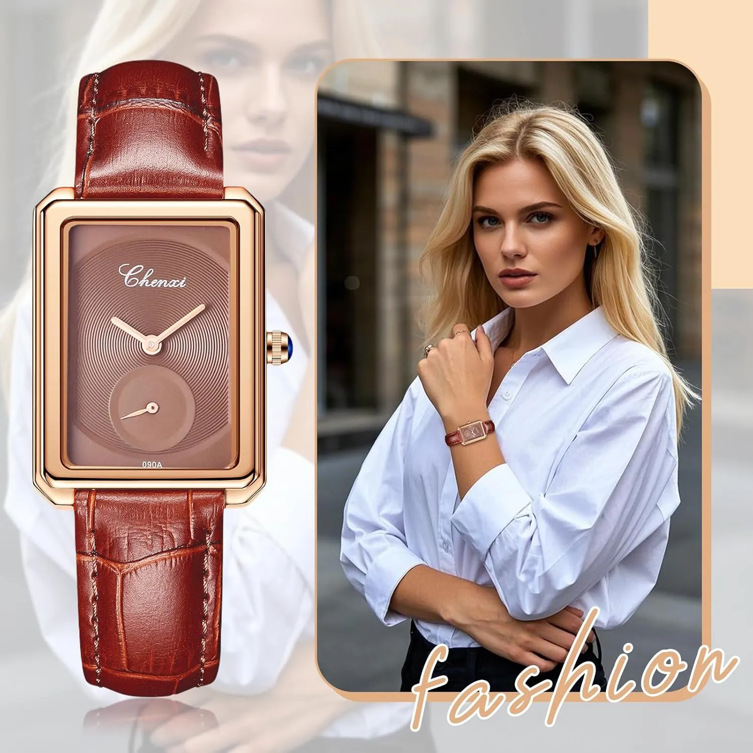 Wrist Watch Waterproof Business Casual Ladies nauseous wan disagreement jean craft Wristwatch OIDEA Square Leather Watches for Women: Fashion Ultra-Thin No Scale Dual Dial Quartz Analog 