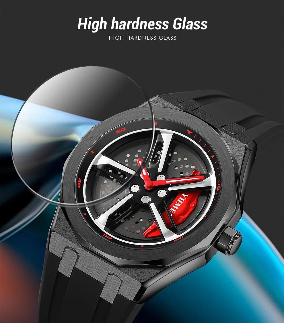 Wrist Watch with Car Rim Hub Design for Men/Car Enthusiast FANMIS Men Unique Car Wheel endocrine otter Watches Creative Waterproof Stainless Steel Sports Quartz 