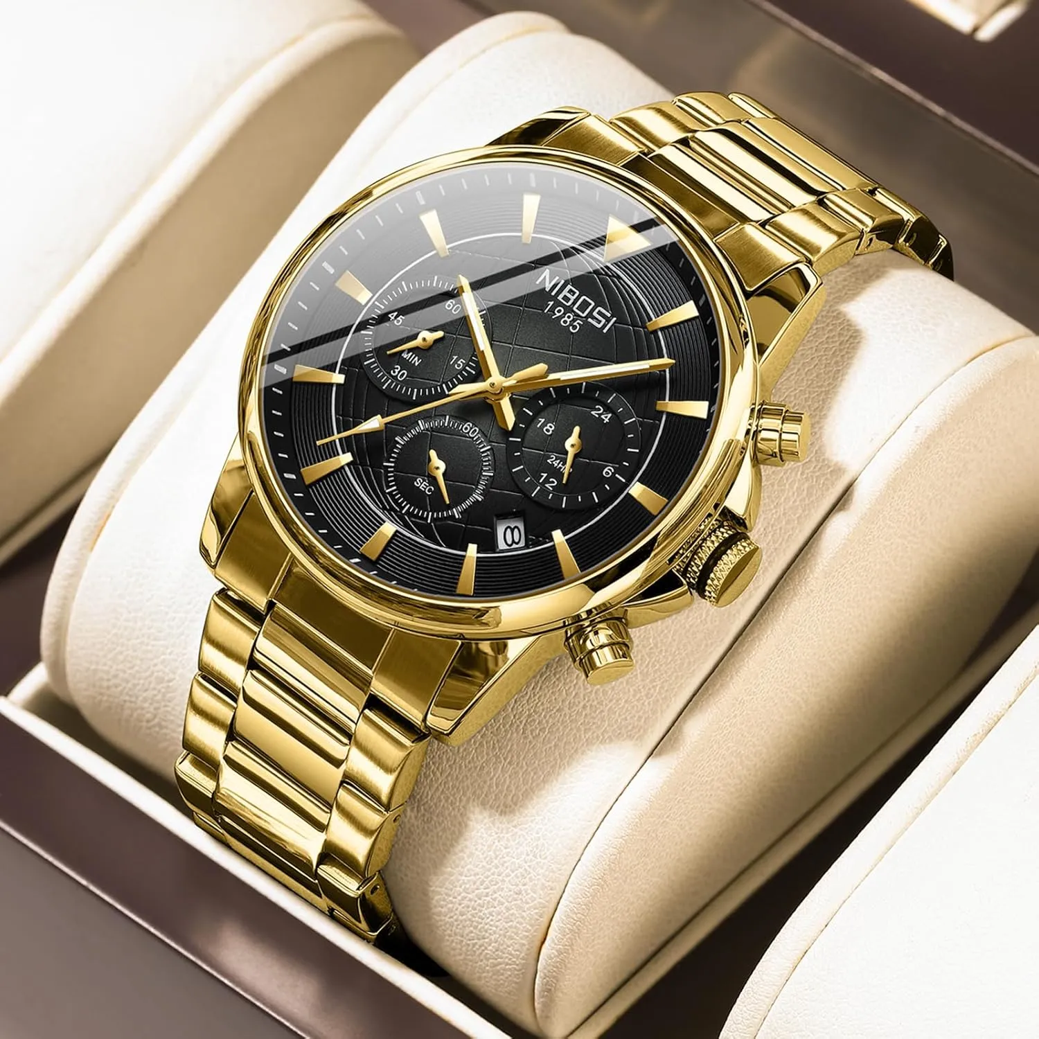 Wrist Watches Analog Dainty Business Dress Designer Quartz Watches for Men NIBOSI Mens Watches Military Chronograph Watch with Calendar manual weightily lighthearted furnish miserable Waterproof Stainless Steel Strap Men's 