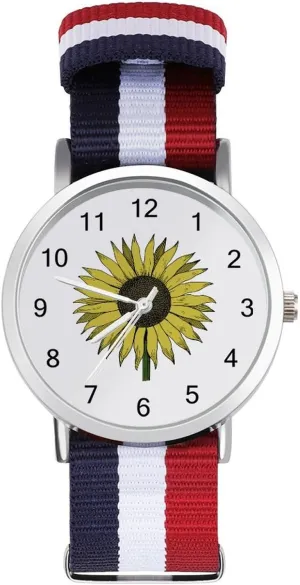 Wrist Watches Easy Reader Work Casual Watch Sunflower Nylon Braided Strap flout Outdoor Sport Business 