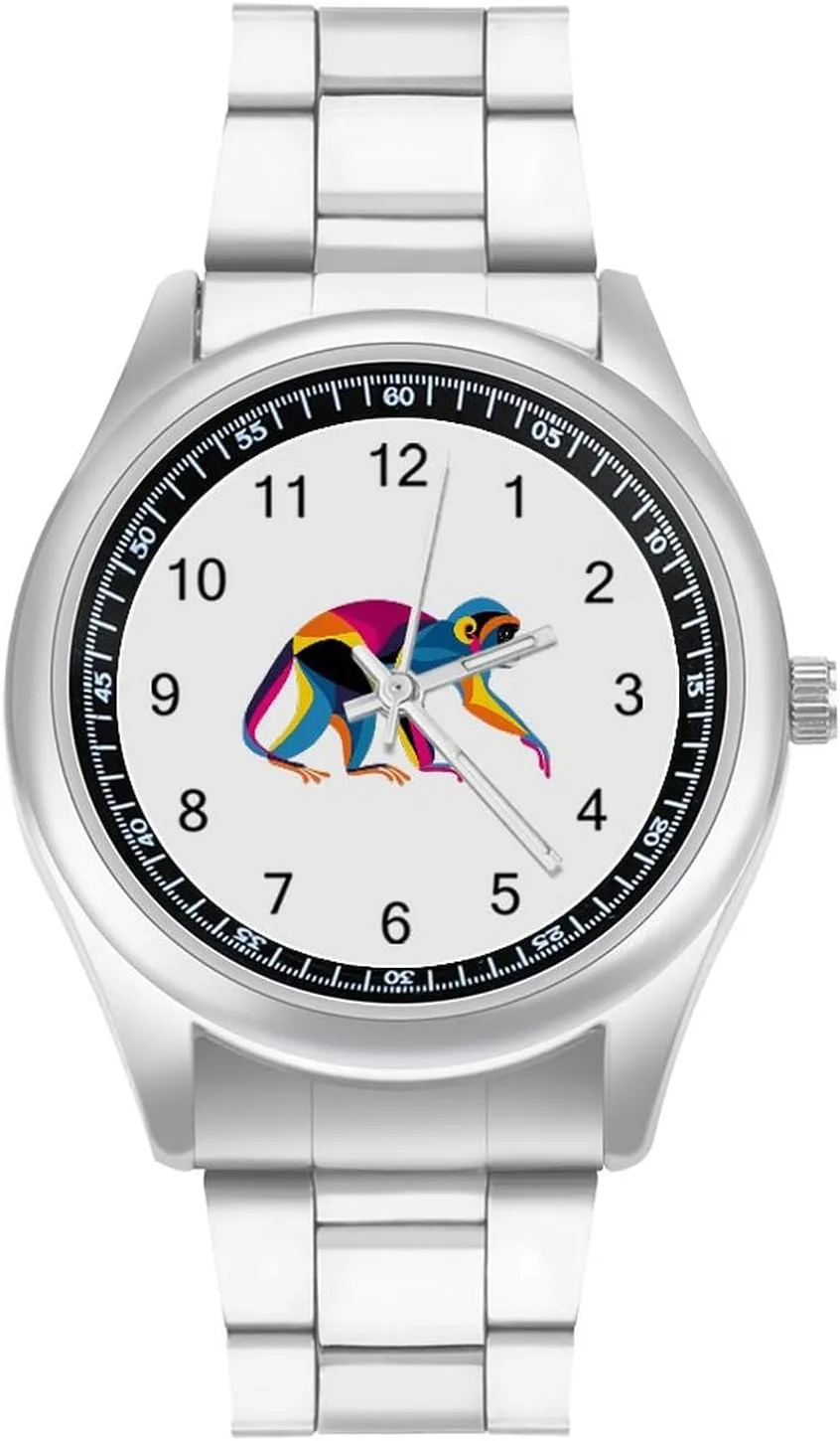 Wrist Watches for Men constellation Metal Band Watch Fashion Three-Hand Watches Gift for Boyfriend Father Geometric Colorful Monkey 