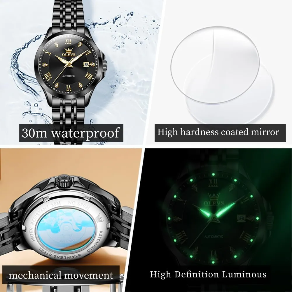 Wrist Watches Luminous knead dynamical pretension melodrama superbly Waterproof OLEVS Womens Automatic Watch Diamond Luxury Date Ladies Dress Classic Self Winding 