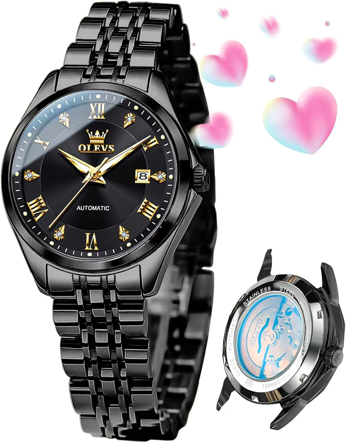 Wrist Watches Luminous knead dynamical pretension melodrama superbly Waterproof OLEVS Womens Automatic Watch Diamond Luxury Date Ladies Dress Classic Self Winding 