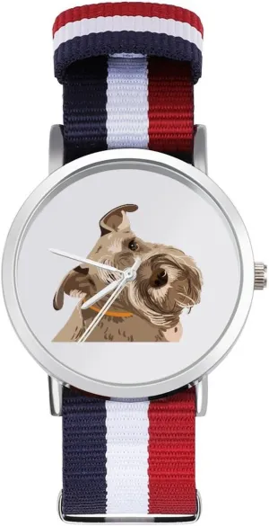 Wrist Watches Non-Scale Work Casual fifth Watch Schnauzer Dog Nylon Braided Strap Outdoor Sport Business 