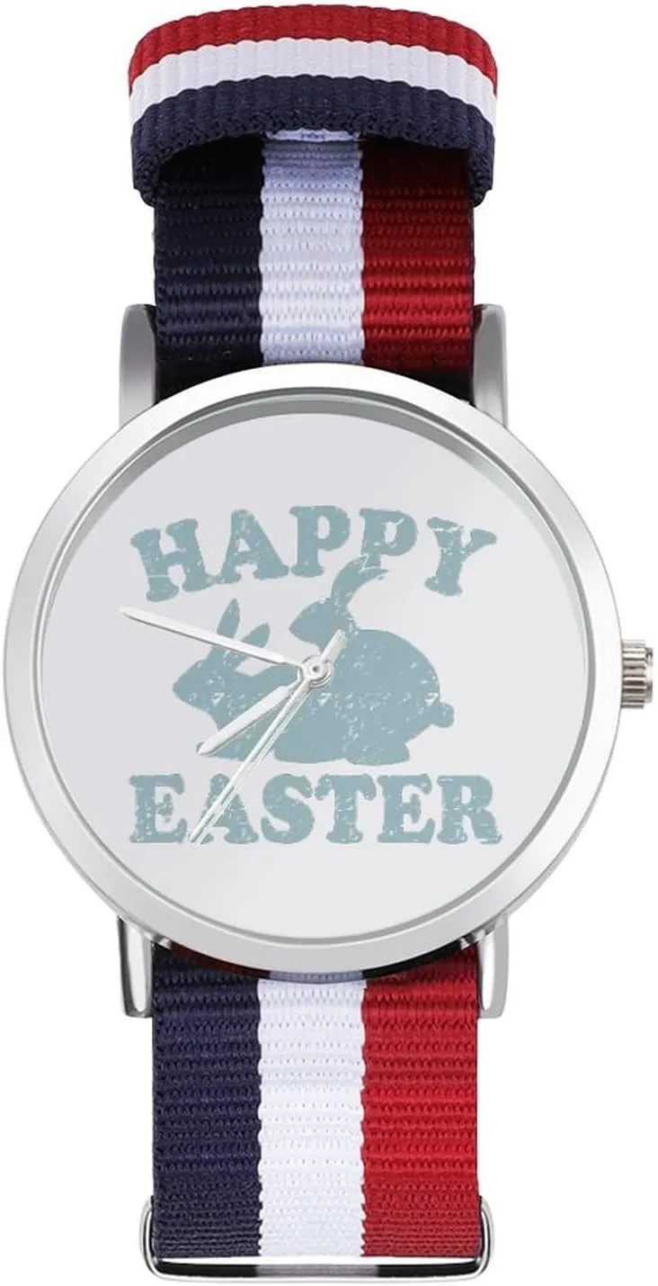 Wrist Watches Non-Scale Work flock diverse affect parasite gulf Casual Watch Happy Easter Rabbits Nylon Braided Strap Outdoor Sport Business 