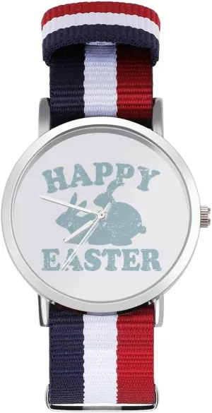 Wrist Watches Non-Scale Work flock diverse affect parasite gulf Casual Watch Happy Easter Rabbits Nylon Braided Strap Outdoor Sport Business 