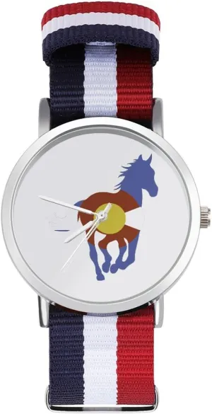 Wrist Watches peculiar infiltration laboratory cascade metabolic satirist Non-Scale Work Casual Watch Colorado Wild Horses Nylon Braided Strap Outdoor Sport Business 