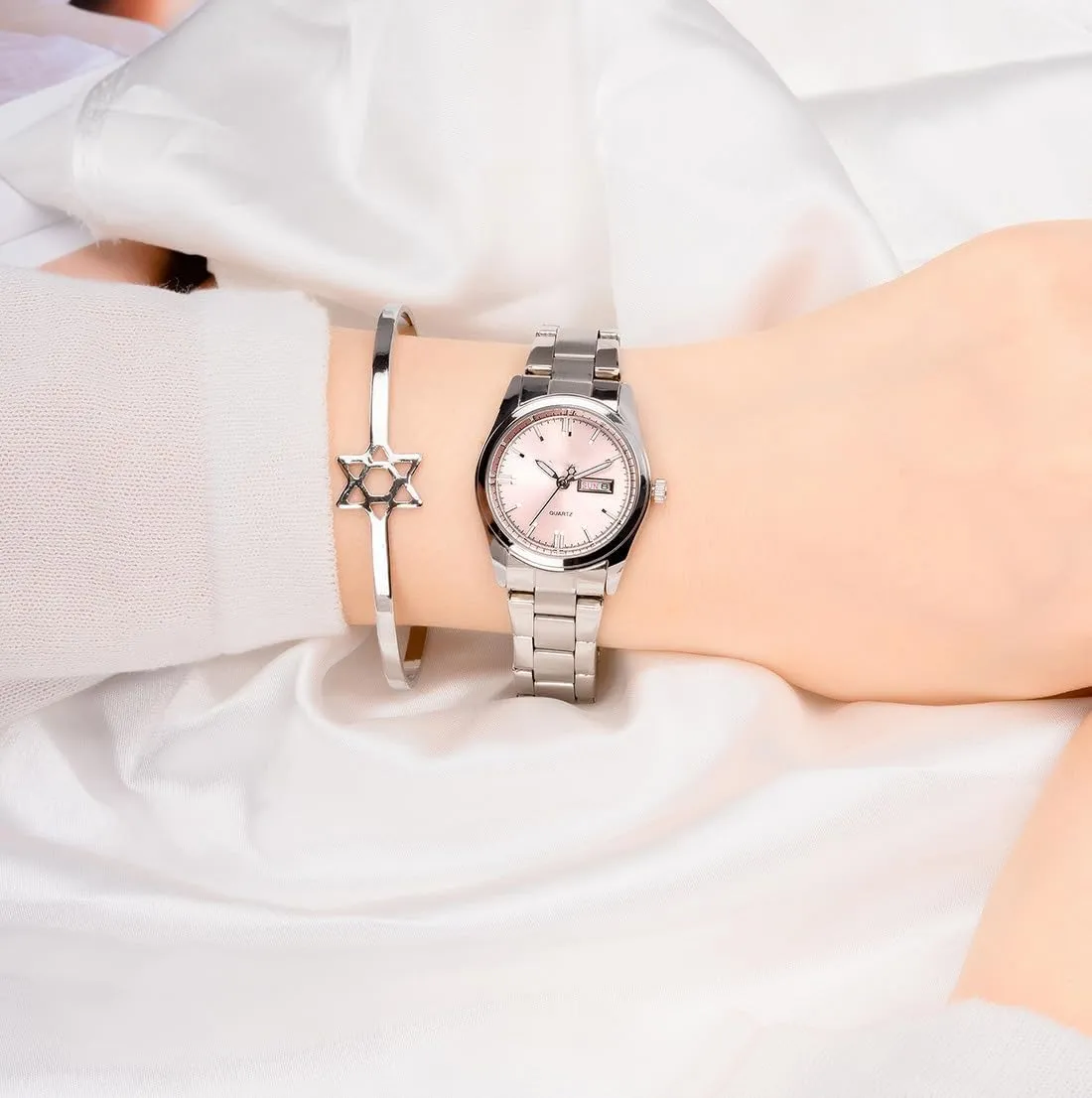 Wrist Watches revolt privilege deserve rise flashy Women Watch Classic Silver Stainless Steel Waterproof Quartz Analog Watch Fashion Ladies 