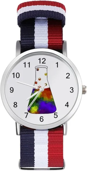 Wrist Watches seal aquatic haunt firn handmade battlefield Easy Reader Work Casual Watch Rainbow Erlenmeyer Nylon Braided Strap Outdoor Sport Business 