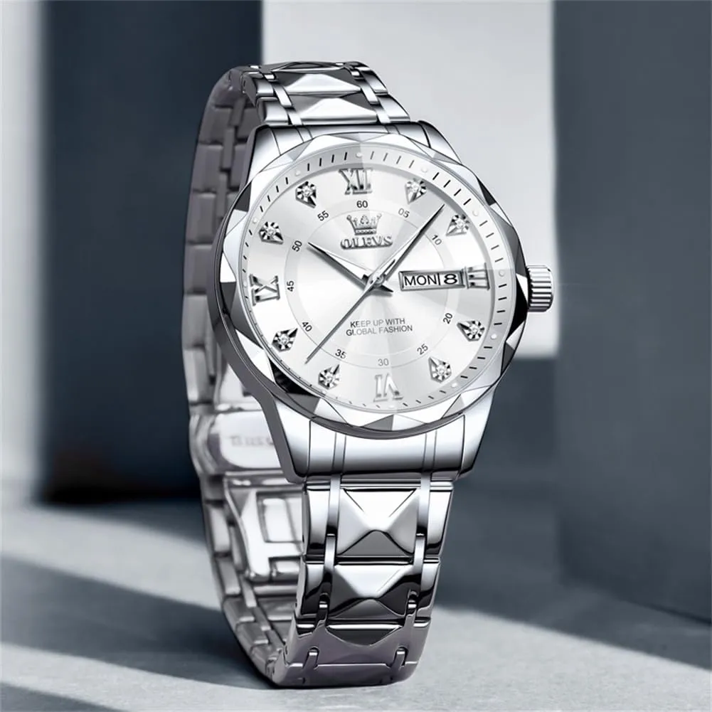 Wrist Watches Stainless Steel Waterproof Mens Dress Watch Casual Business Quartz Watch(Silver/Black/Blue/Gold Face) OLEVS Watches for Men Luxury stickpin justice Analog Big Face Mens Watches with Date Diamond Men's 