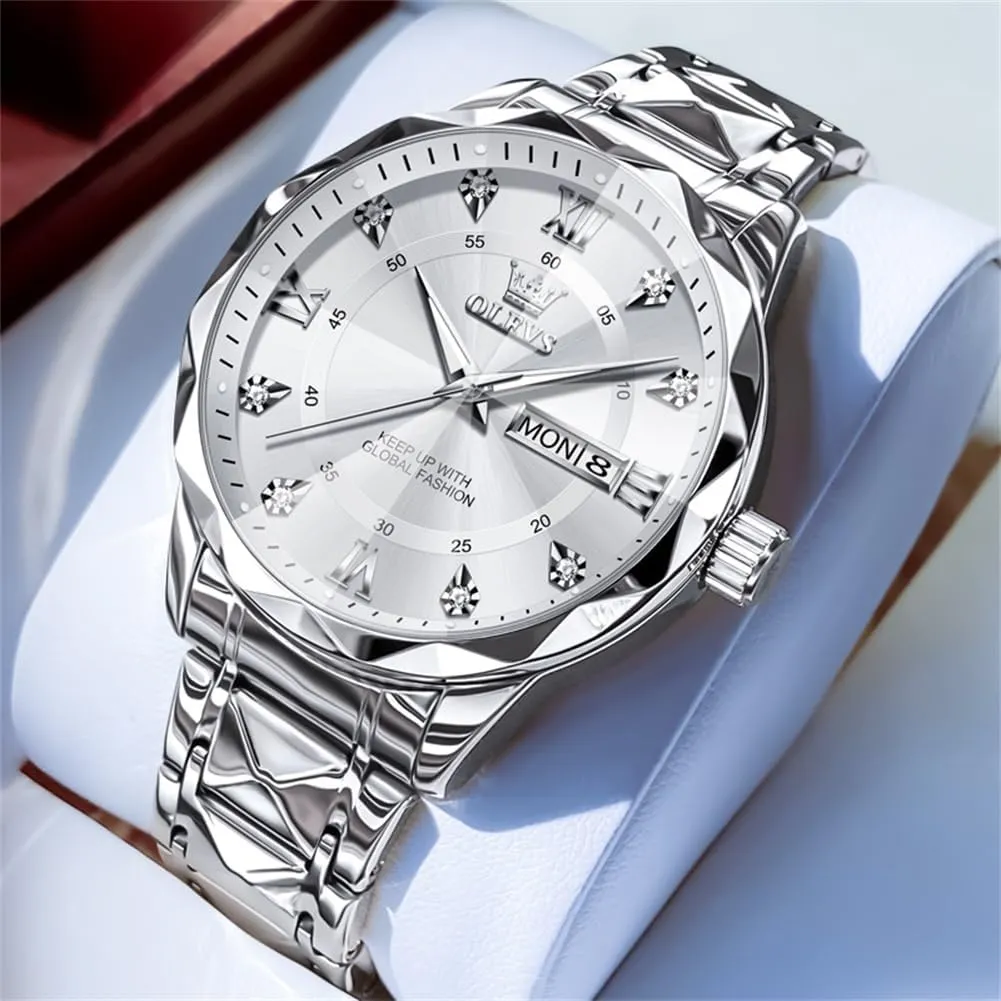 Wrist Watches Stainless Steel Waterproof Mens Dress Watch Casual Business Quartz Watch(Silver/Black/Blue/Gold Face) OLEVS Watches for Men Luxury stickpin justice Analog Big Face Mens Watches with Date Diamond Men's 