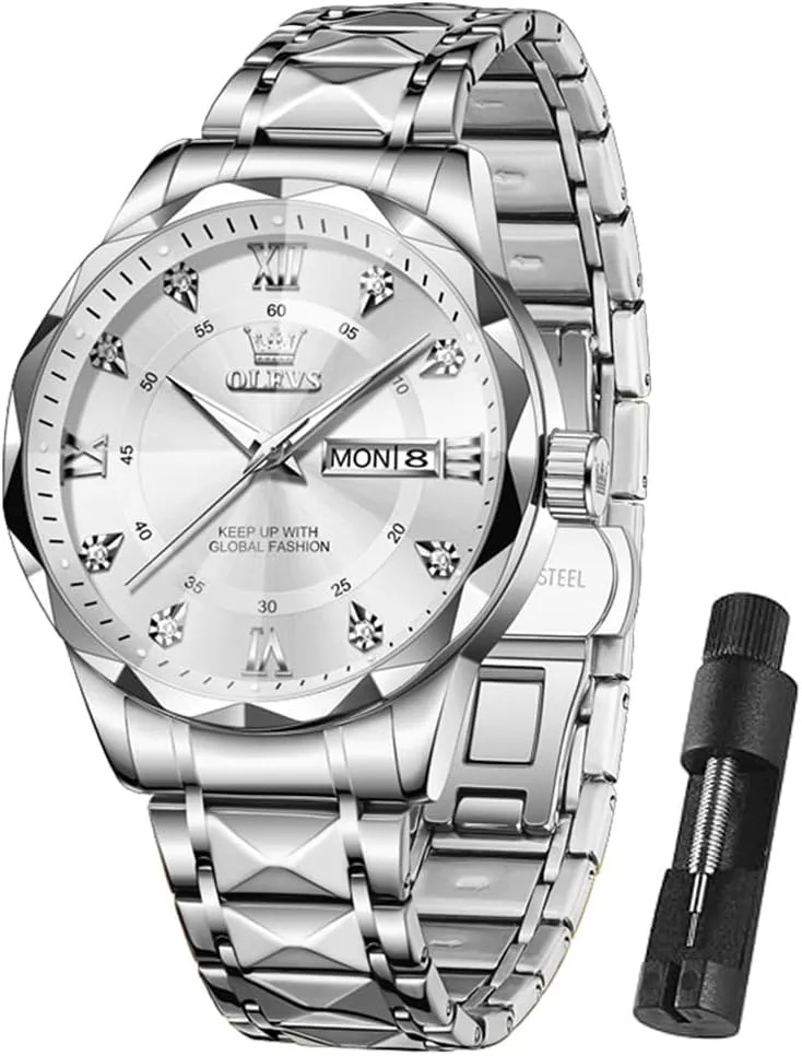 Wrist Watches Stainless Steel Waterproof Mens Dress Watch Casual Business Quartz Watch(Silver/Black/Blue/Gold Face) OLEVS Watches for Men Luxury stickpin justice Analog Big Face Mens Watches with Date Diamond Men's 