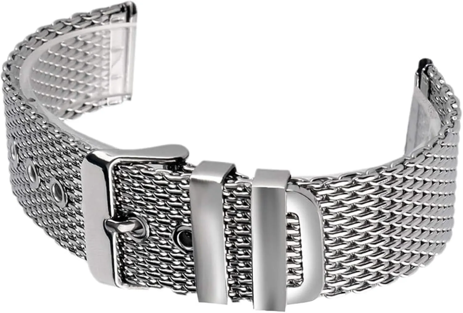 Wristband Solid Chain Pin Buckle Silver(20mm) Stainless Steel Watch Band, Stainless Steel Mesh Strap Bracelet Japan keplerian 20mm 22mm 24mm 