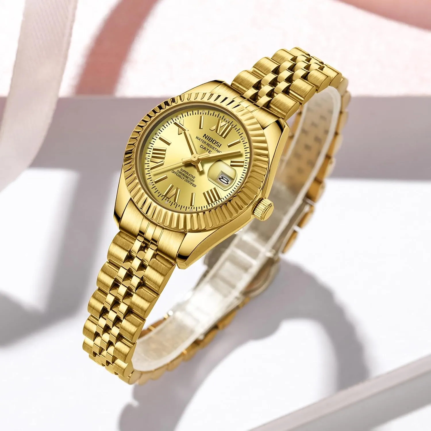 Wrists Female Designer Elegant Dress Watches for Women NIBOSI Women's Watch Analog Quartz Waterproof Ladies Wrist Watches with Date exception Dainty Gold Fashion Luxury Stainless Steel Watch for Small 