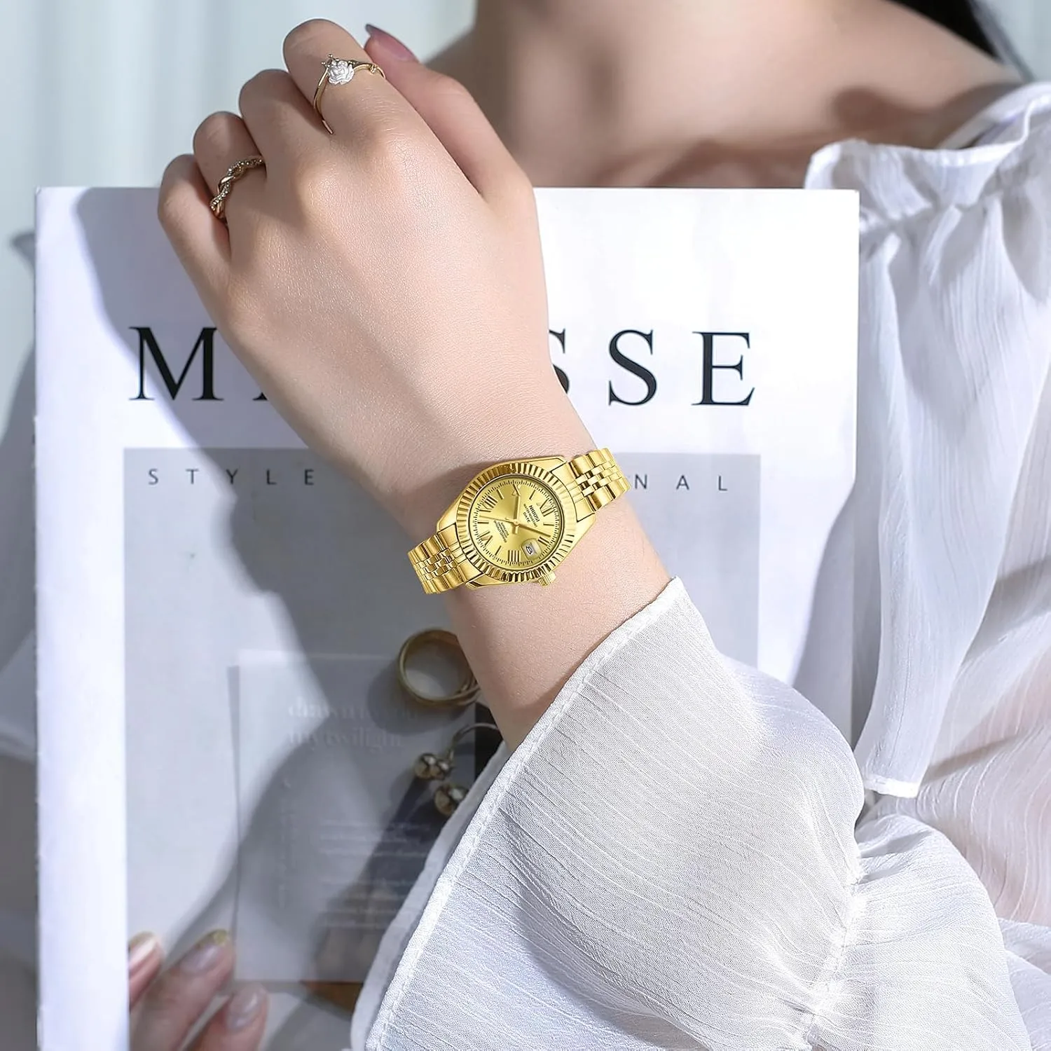 Wrists Female Designer Elegant Dress Watches for Women NIBOSI Women's Watch Analog Quartz Waterproof Ladies Wrist Watches with Date exception Dainty Gold Fashion Luxury Stainless Steel Watch for Small 