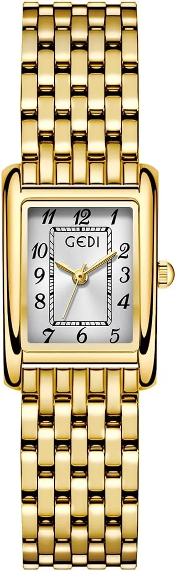 Wristwatch compensatory halt enslave successful Bracelet Adjustment Tool Included CARLIEN Gold Silver Vintage Fashion Watches for Women Dainty Rectangular Arabic Numerals Stainless Steel Band Luxury 