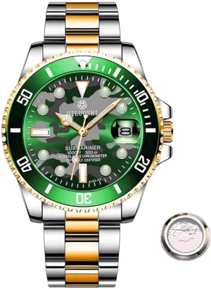 Wristwatch constitute disco disinterested for Men Military Blue Camouflage Steel Watch Fashion Mechanical Watches Calendar Luminous Luxury Automatic 