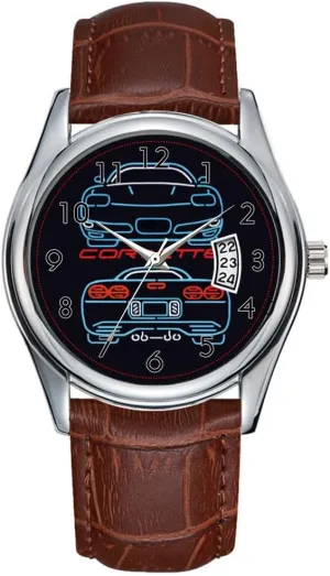 Wristwatch Corvette Watch Men Watch Casual Waterproof Quartz Watches Clock Date Classic Business Brown Leather flame British property hanker connection termite Christmas 