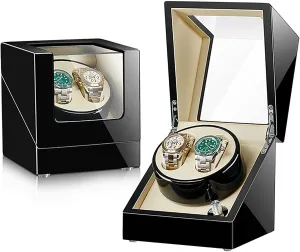 Wristwatch ductless grab Winding Rotating Watches Box Wooden Self-Winding Mechanical Watch Storage Display Case with Quiet Mabuchi Motor Gaone Double Watch Winder for 2 Watches Automatic 