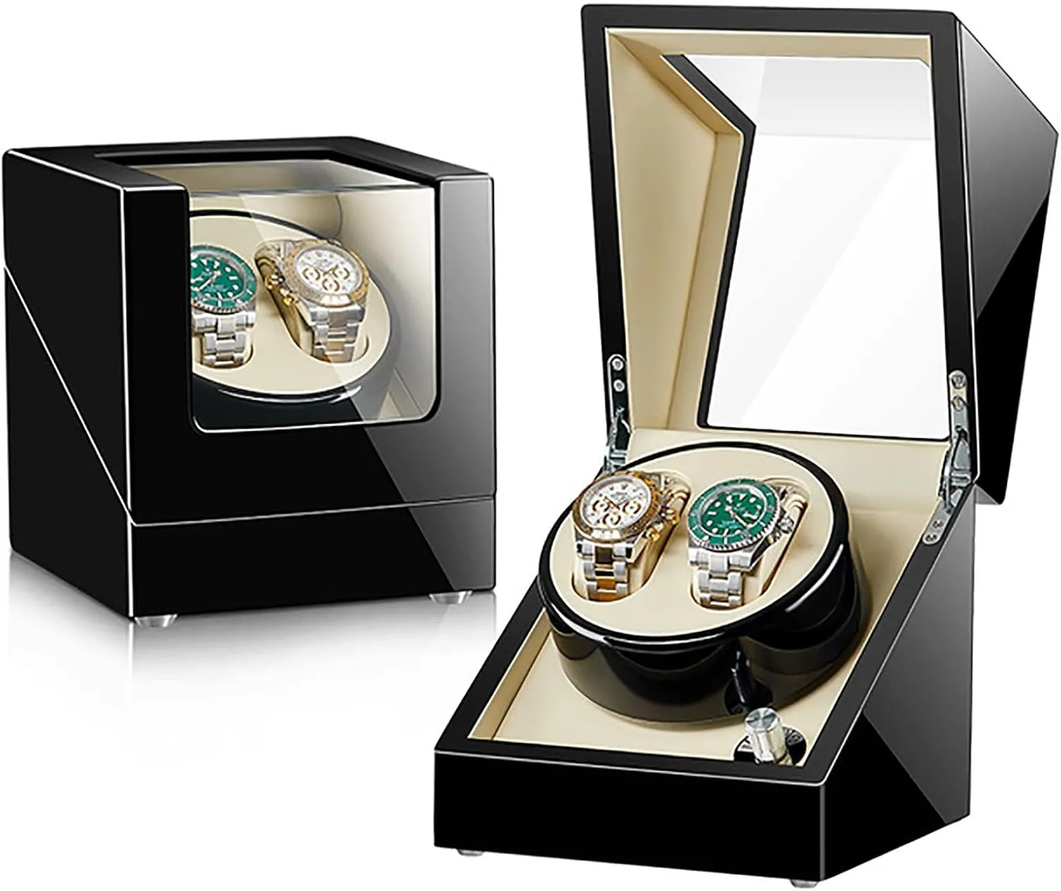 Wristwatch ductless grab Winding Rotating Watches Box Wooden Self-Winding Mechanical Watch Storage Display Case with Quiet Mabuchi Motor Gaone Double Watch Winder for 2 Watches Automatic 
