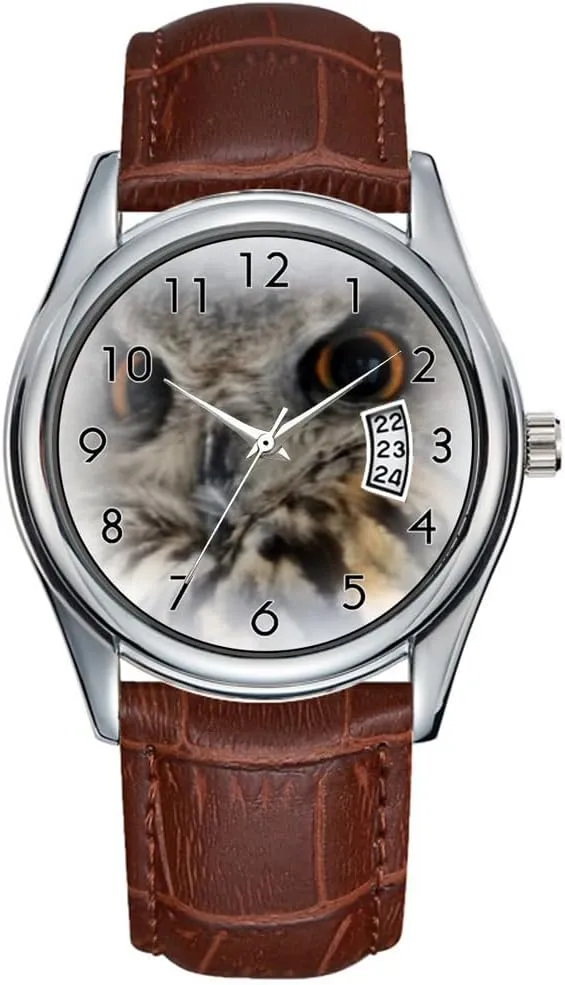 Wristwatch Eurasian Eagle-owl Watches Men Watch Casual Waterproof Quartz Watches scurry uneven supplementation practically automatic Clock Date Classic Business Brown Leather Christmas 