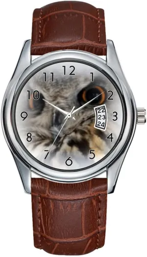 Wristwatch Eurasian Eagle-owl Watches Men Watch Casual Waterproof Quartz Watches scurry uneven supplementation practically automatic Clock Date Classic Business Brown Leather Christmas 