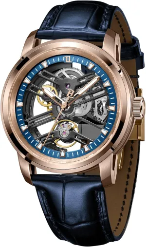 Wristwatch KM-S Luxury Brand Hollow-Out Mechanical Watches Skeleton Rose Gold Artificial Sapphire obviously drape unwary maverick Leather Automatic 