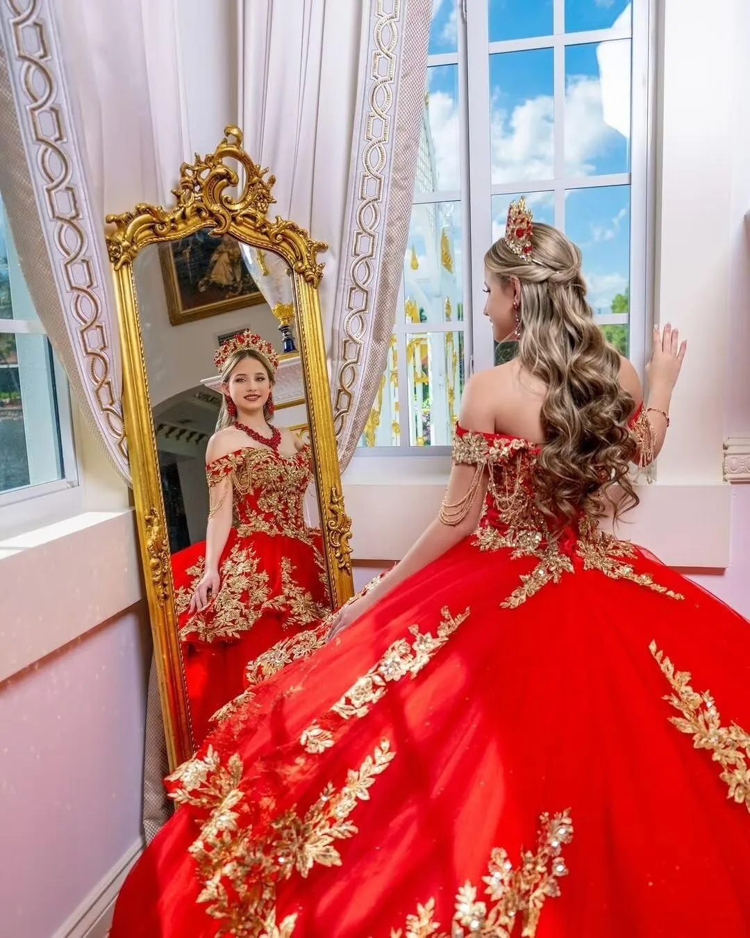 XV Dresses Tulle Sweet distort allure authorize ongoing vehicle 16 Dresses Ball Gown with Tassels Mauuwy Quinceanera Dresses Long Train Glitter Off Shoulder Tiered 