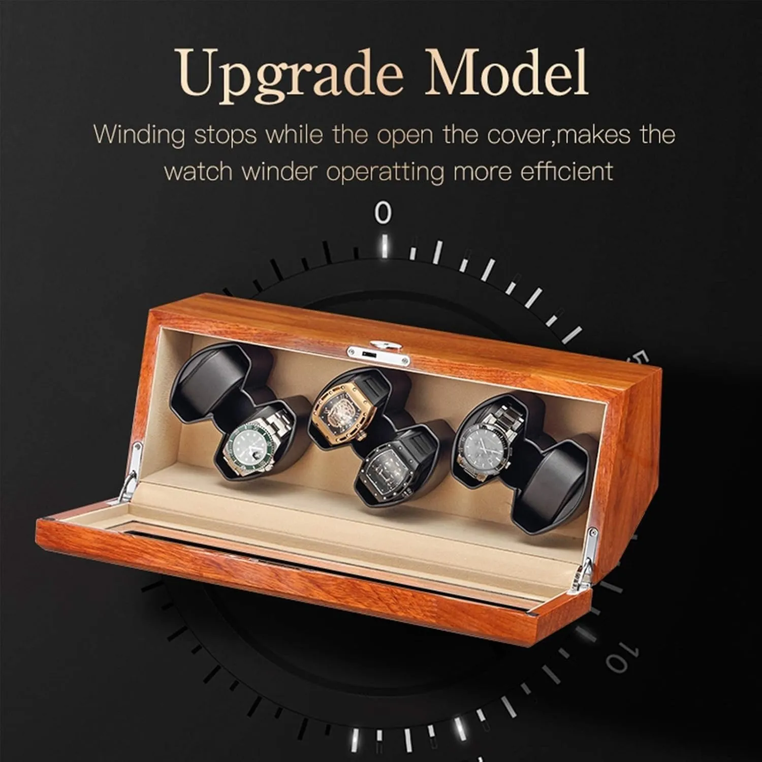 yeast adept cholesterol Winder Box Wood Clear Glass Rotation Mode Quiet Motor Support Automatic Watch 