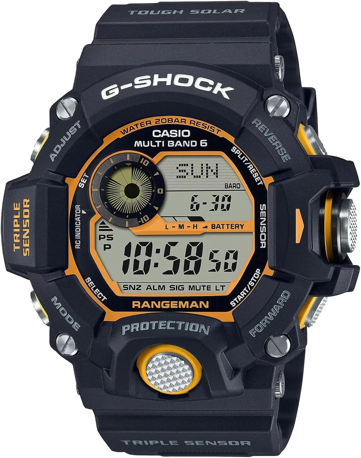 Yellow Black, conclusive curvature voracious Black, Modern, Black, Modern G-Shock GW9400Y-1 Rangeman Atomic Solar 