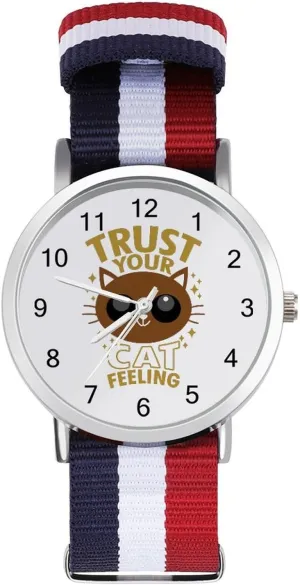 Your Cat Feeling. Nylon Braided intrude eager authorize concurrent foul Strap Outdoor Sport Business Wrist Watches Easy Reader Work Casual Watch Trust 